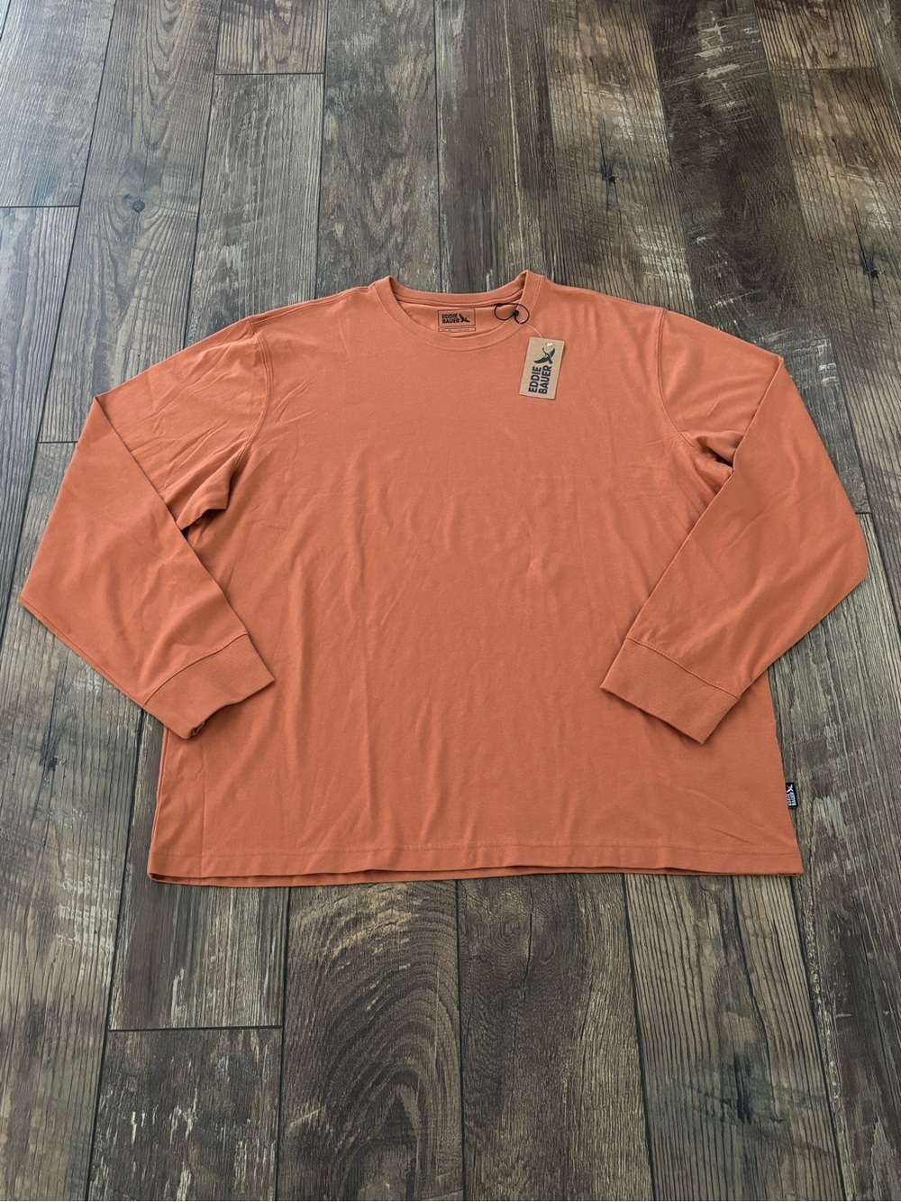 Eddie Bauer NWT Men's XL Soft Lightweight Long Sleeve Crewneck Tee Shirt Orange